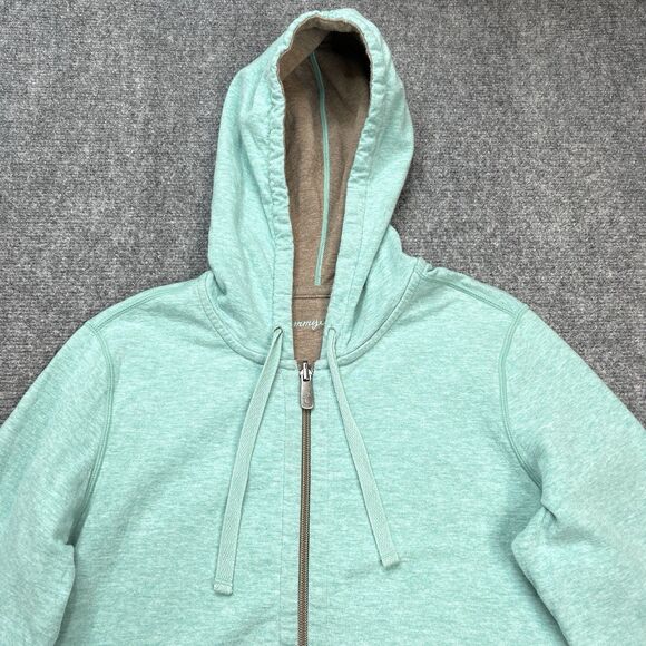 Tommy Bahama Reversible Hooded Sweatshirt Womens Medium Full Zip Mint Green Tan - Picture 2 of 7
